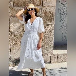 Midi summer eyelet white dress